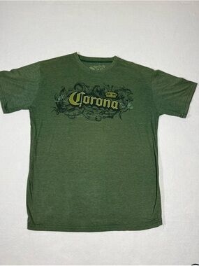 Vintage DAM Premium Goods Corona Beer Heather Green Graphic T-Shirt Size XL  Y2K